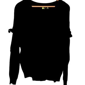 ⭐️ EUC Solid Black Bow Sleeve Athletic Sweater Lightweight Workout Top M